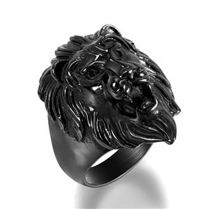 Lion Head Shield Titanium Steel Men's Ring