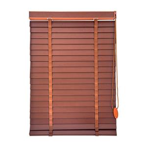 Wooden blinds and curtains