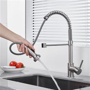 All copper spring black pull-out kitchen faucet