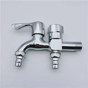 Dual purpose washing machine faucet with dual outlet faucet