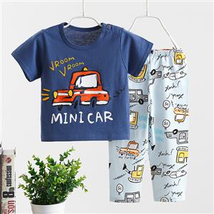 Thin home clothing set with short sleeves and long pants combination for children's underwear