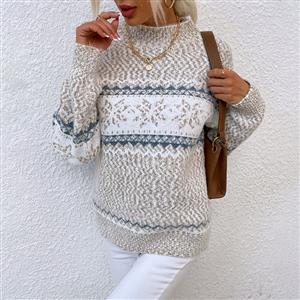 clothDrizzle Christmas Knitwear 2023 Autumn Winter New Semi-High Neck Snowflake Sweater Women