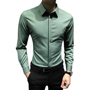 Autumn men's shirt long sleeved plush slim fit